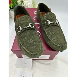 Men's Gucci JORDY GUCCISSIMA suede loafers size 10 fits 10.5 US made in Italy